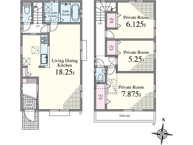 Floor plan. 39,900,000 yen, 3LDK, Land area 115.88 sq m , Building area 91.08 sq m Higashikurume Asama-cho 2-chome Building 2 Floor plan