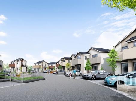  [All 21 compartments Town project of the Toei housing give! !  Newly built single-family price 29,800,000 yen ~ ] Town in the road plan in 5m, All mansion Car space 2 cars of room (Cityscape Rendering)