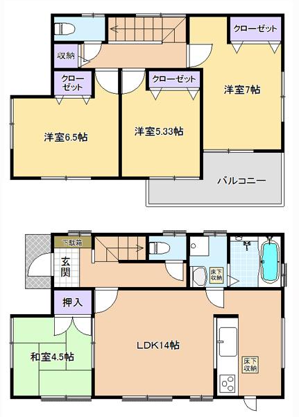 Floor plan. (4 Building), Price 29,800,000 yen, 4LDK, Land area 113.1 sq m , Building area 87.47 sq m