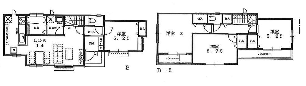 Floor plan. (B Building), Price 41,700,000 yen, 4LDK, Land area 116.8 sq m , Building area 91.39 sq m