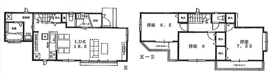 Floor plan. (E Building), Price 41,300,000 yen, 3LDK, Land area 115.19 sq m , Building area 88.91 sq m
