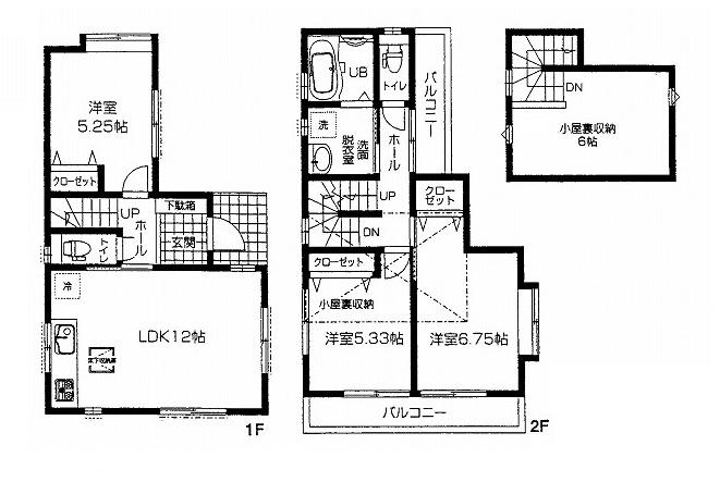 Floor plan. (A Building), Price 32,800,000 yen, 3LDK, Land area 90.06 sq m , Building area 71.68 sq m