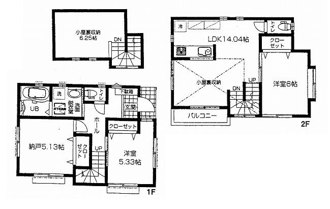 Floor plan. (B Building), Price 29,800,000 yen, 3LDK, Land area 95.81 sq m , Building area 76.54 sq m