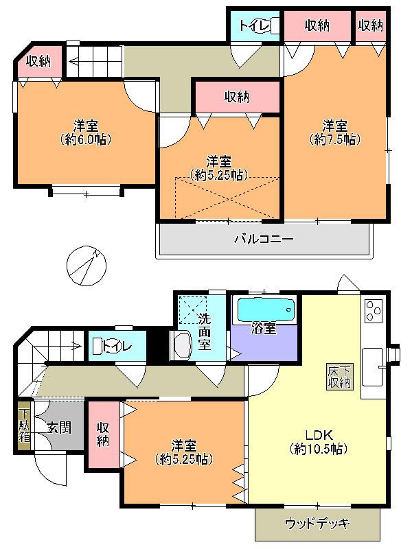 Floor plan. 28.8 million yen, 4LDK, Land area 115 sq m , Building area 88.8 sq m