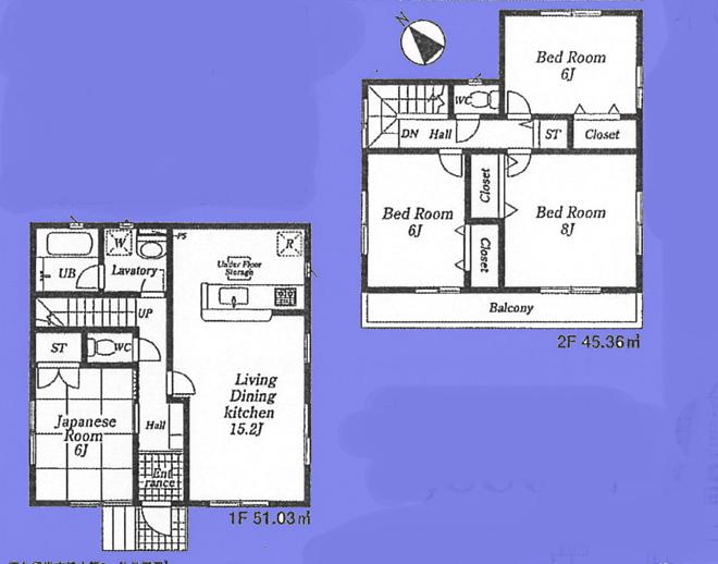 Floor plan. (3 compartment), Price 31,800,000 yen, 4LDK, Land area 102.13 sq m , Building area 96.39 sq m