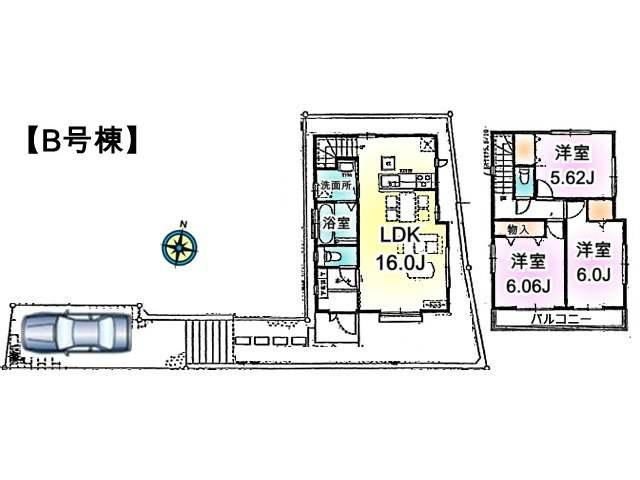 Floor plan. 34,800,000 yen, 3LDK, Land area 102.3 sq m , Building area 79.48 sq m Higashikurume Asama-cho 2-chome, B Building Floor plan