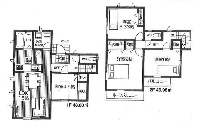 Floor plan. (4 Building), Price 29,800,000 yen, 4LDK, Land area 121.64 sq m , Building area 95.58 sq m