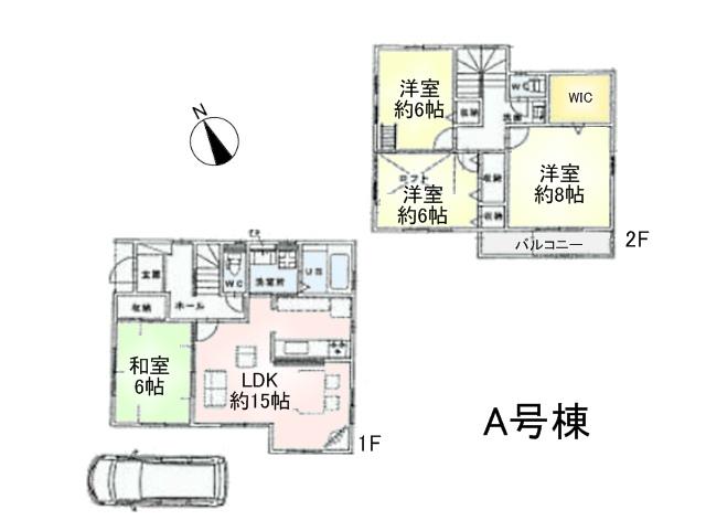 Floor plan. 39,800,000 yen, 4LDK, Land area 106.06 sq m , Building area 102.26 sq m A Building Floor plan