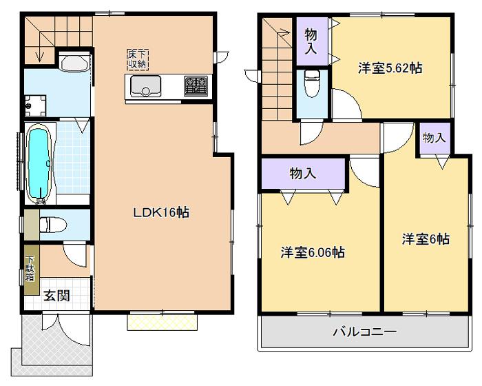 Floor plan. (B Building), Price 34,800,000 yen, 3LDK, Land area 102.3 sq m , Building area 79.48 sq m