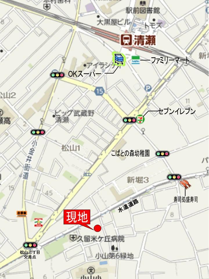 Local guide map. Good access from kiyose station a 10-minute walk. Since the supermarkets and convenience stores are also to return, It is convenient. 