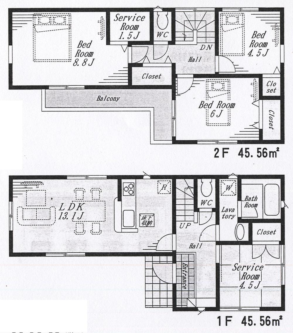 Floor plan. (Building 2), Price 32,800,000 yen, 4LDK+S, Land area 115.81 sq m , Building area 91.12 sq m