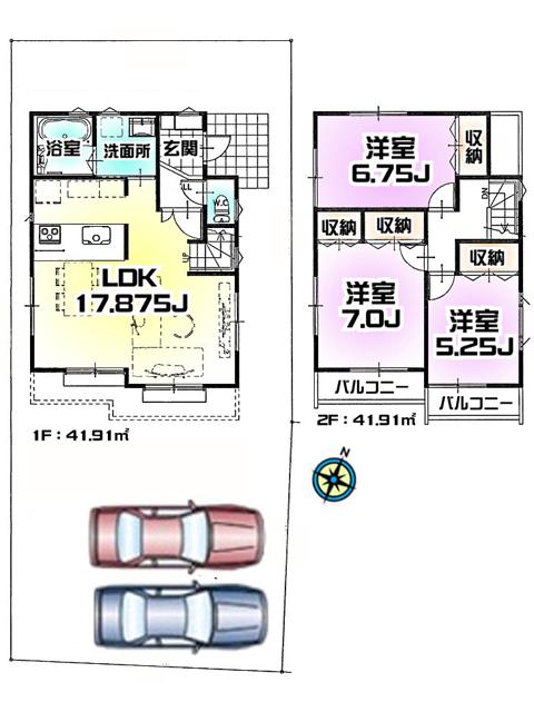 Floor plan. 41,800,000 yen, 3LDK, Land area 139.9 sq m , Building area 83.62 sq m Higashikurume Minamisawa 3-chome Building 2 Floor plan