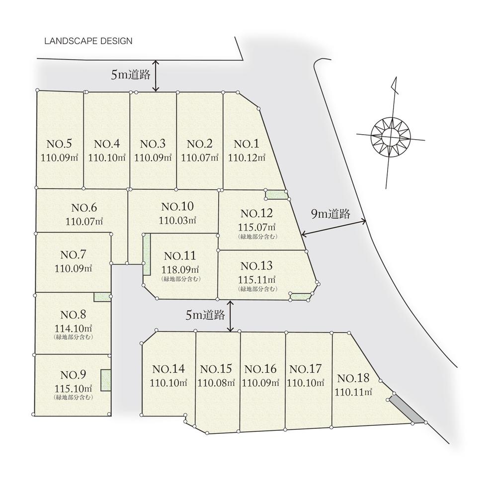 The entire compartment Figure. All 18 buildings large-scale development areas new road of Spacious 5m