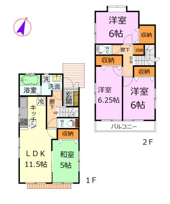 Floor plan. (Building 2), Price 35,900,000 yen, 4LDK, Land area 110.21 sq m , Building area 87.98 sq m
