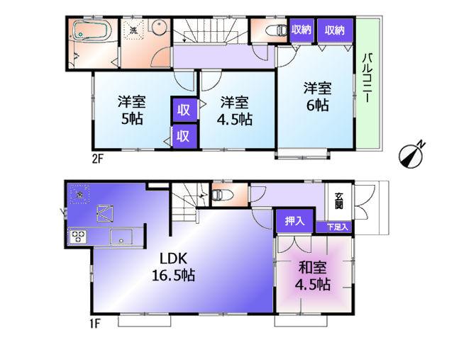 Floor plan. 28.8 million yen, 4LDK, Land area 110.07 sq m , Building area 86.53 sq m