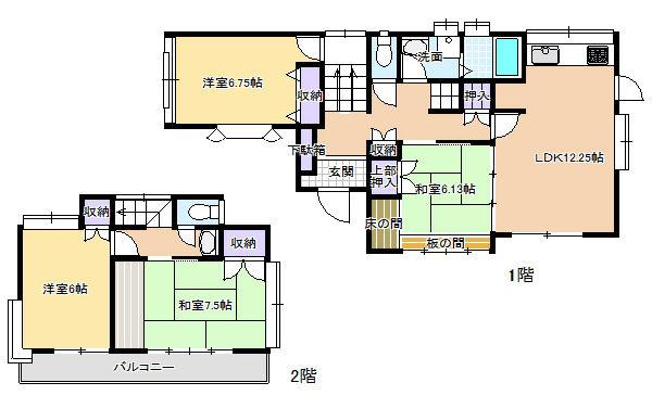 Floor plan. 33,800,000 yen, 4LDK, Land area 121.09 sq m , Sunny 4LDK building area 97.76 sq m Zenshitsuminami direction