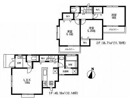 Floor plan. (D Building), Price 38,800,000 yen, 3LDK, Land area 100.48 sq m , Building area 78.87 sq m