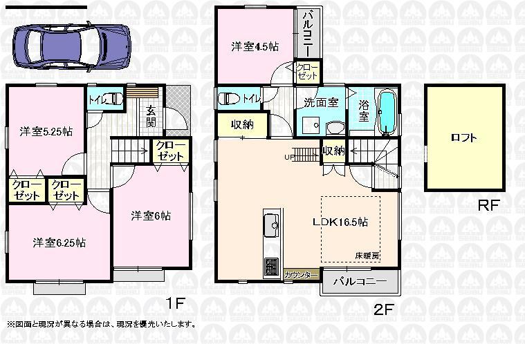 Floor plan. (Building 2), Price 31,800,000 yen, 4LDK, Land area 71.56 sq m , Building area 96.39 sq m