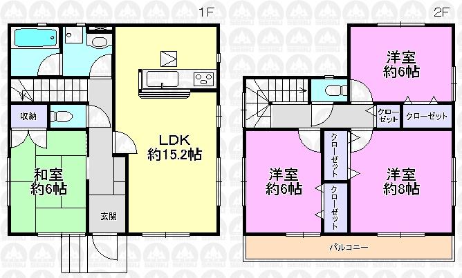 Floor plan. (3 Building), Price 31,800,000 yen, 4LDK, Land area 102.13 sq m , Building area 96.39 sq m