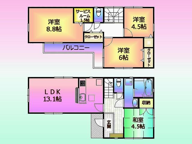 Floor plan. 33,800,000 yen, 4LDK, Land area 115.85 sq m , Building area 91.12 sq m