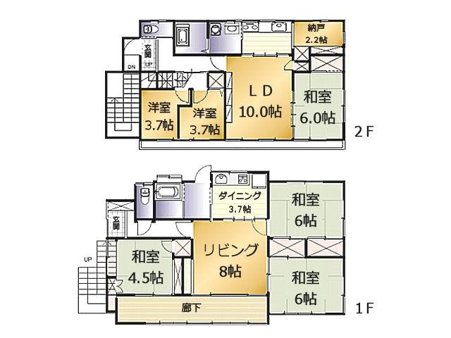 Floor plan. 32,800,000 yen, 6LDDKK + S (storeroom), Land area 166.55 sq m , Building area 142.56 sq m