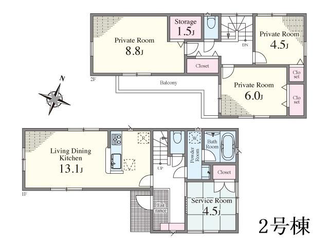 Floor plan. 32,800,000 yen, 3LDK+S, Land area 115.81 sq m , Building area 91.12 sq m Higashi Kurume City center-cho 6-chome Building 2 Floor plan