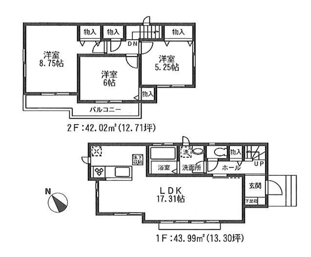 Floor plan. (D Building), Price 30,800,000 yen, 3LDK, Land area 110.09 sq m , Building area 86.01 sq m