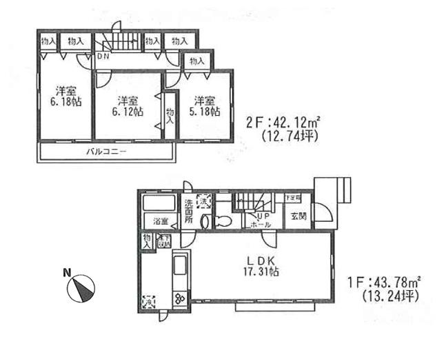 Floor plan. (F Building), Price 30,800,000 yen, 3LDK, Land area 110.09 sq m , Building area 85.9 sq m