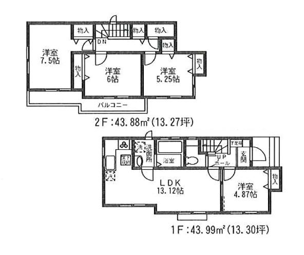 Floor plan. (J Building), Price 30,800,000 yen, 4LDK, Land area 110.1 sq m , Building area 87.87 sq m