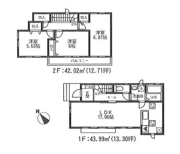 Floor plan. (T Building), Price 30,800,000 yen, 3LDK, Land area 110.09 sq m , Building area 86.01 sq m