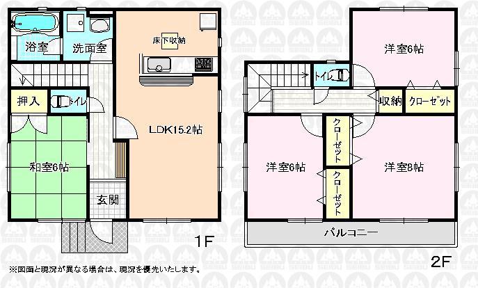 Floor plan. (3 Building), Price 31,800,000 yen, 4LDK, Land area 102.13 sq m , Building area 96.39 sq m