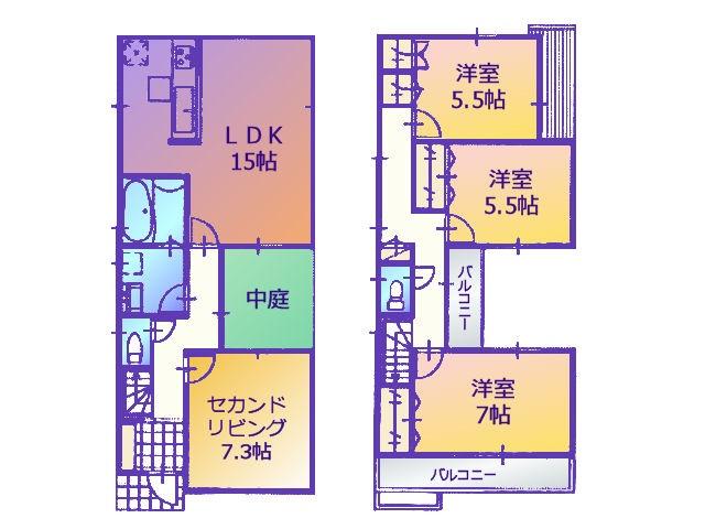 Building plan example (floor plan). Building price 11 million yen     Building area 96.12 sq m   