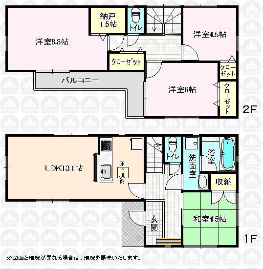 Floor plan. (Building 2), Price 32,800,000 yen, 4LDK+S, Land area 115.81 sq m , Building area 91.12 sq m