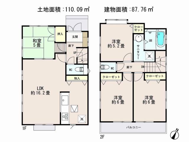 Floor plan. (3 Building), Price 31,800,000 yen, 4LDK, Land area 110.09 sq m , Building area 87.76 sq m
