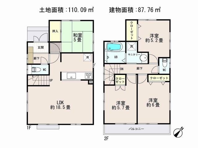 Floor plan. (16 Building), Price 31,800,000 yen, 4LDK, Land area 110.09 sq m , Building area 87.76 sq m