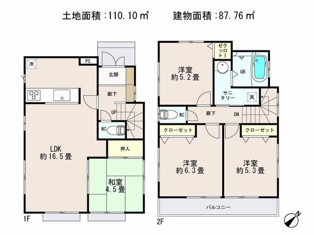 Floor plan. (17 Building), Price 31,800,000 yen, 4LDK, Land area 110.1 sq m , Building area 87.76 sq m