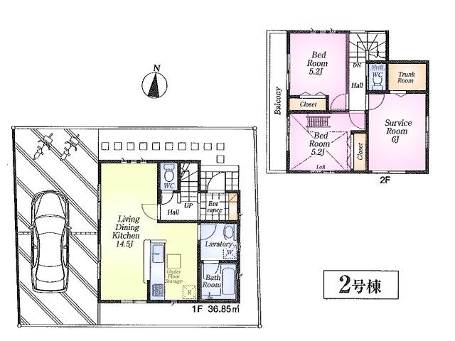 Floor plan. 28.8 million yen, 2LDK+S, Land area 93.81 sq m , Building area 74.11 sq m