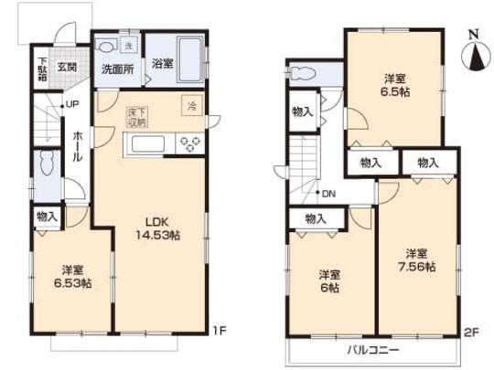 Floor plan. 33,300,000 yen, 4LDK, Land area 123.02 sq m , Building area 95.84 sq m floor plan