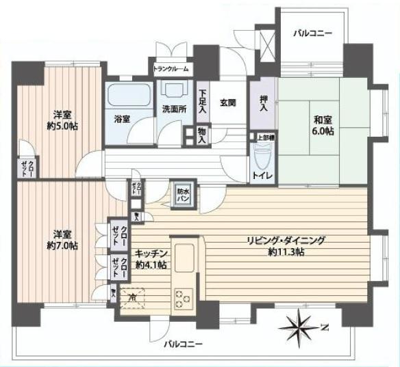 Floor plan. 3LDK, Price 24,980,000 yen, Occupied area 74.53 sq m , Balcony area 17.69 sq m