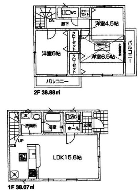 Floor plan. (3 Building), Price 37,800,000 yen, 3LDK, Land area 100.1 sq m , Building area 76.96 sq m