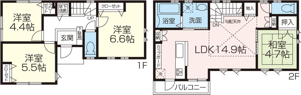 Floor plan. 35,800,000 yen, 4LDK, Land area 79.65 sq m , Building area 88.01 sq m
