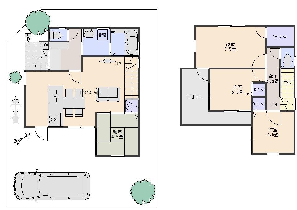 Building plan example (floor plan). Building plan example Building price 13,640,000 yen, Building area 82.62 sq m