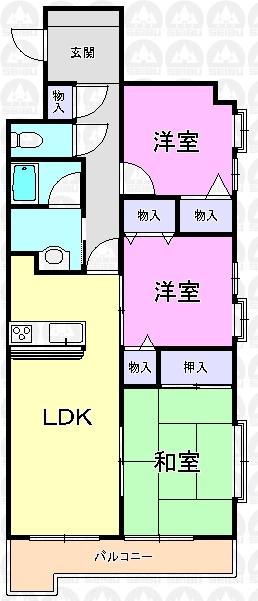 Floor plan. 3LDK, Price 15.8 million yen, Occupied area 57.14 sq m , Balcony area 6 sq m