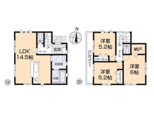 Floor plan. 30,800,000 yen, 2LDK, Land area 93.81 sq m , Building area 74.11 sq m floor plan