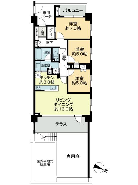 Floor plan. 3LDK, Price 29,800,000 yen, Occupied area 77.52 sq m , Balcony area 4.66 sq m floor plan