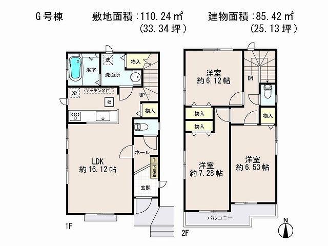 Floor plan. (G Building), Price 31,800,000 yen, 3LDK, Land area 110.24 sq m , Building area 86.42 sq m
