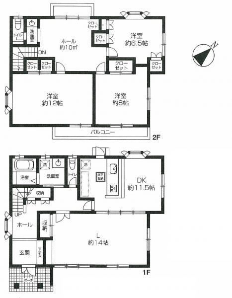 Floor plan. 55,800,000 yen, 3LDK, Land area 257.24 sq m , Building area 143.22 sq m