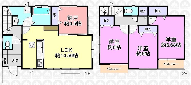 Floor plan. (F Building), Price 32,500,000 yen, 3LDK+S, Land area 157.92 sq m , Building area 90.25 sq m