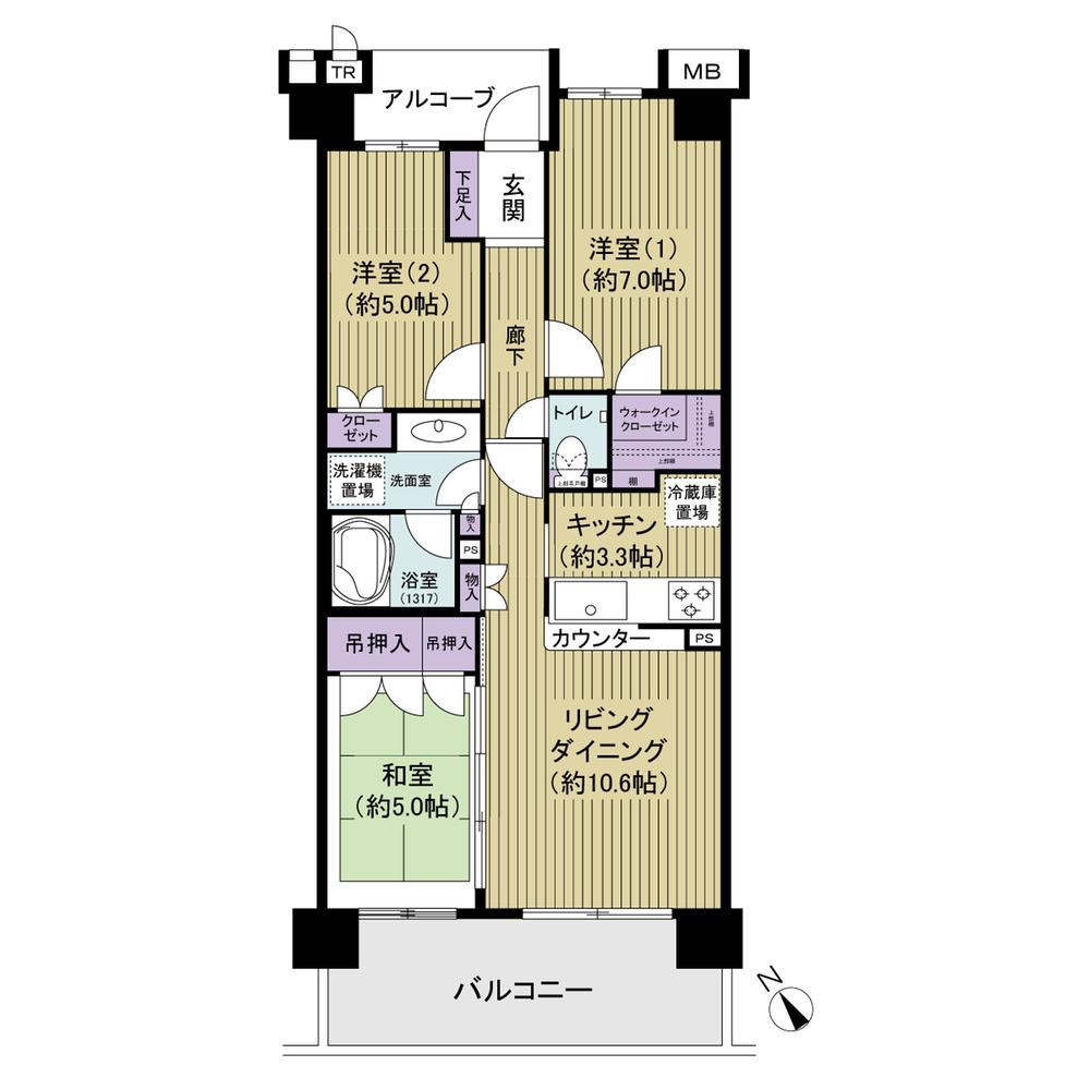 Floor plan. 3LDK, Price 25,800,000 yen, Occupied area 67.83 sq m , Balcony area 11.7 sq m
