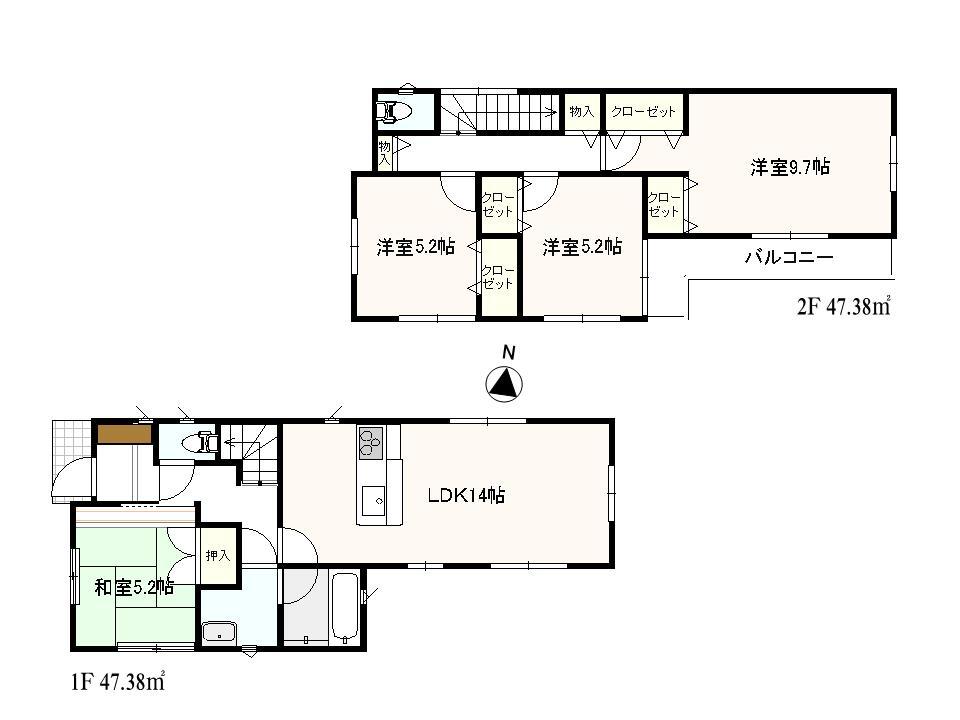 Floor plan. (Building 2), Price 28.8 million yen, 4LDK, Land area 119.04 sq m , Building area 94.76 sq m